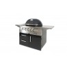 Primo Ceramic Oval G420C Freestanding Gas Grill - Front Shelves Up Right Side