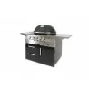 Primo Ceramic Oval G420C Freestanding Gas Grill - Front Shelves Up Right Side - Primo Ceramic Oval G420C Freestanding Gas Grill - Front Shelves Up Right Side