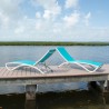 Hospitality Rattan Patio Archway Set of 2 Stackable Teal Sling Chaise Longer