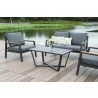 Hospitality Rattan Patio Manhattan 4-Piece Settee Living Set - Hospitality Rattan Patio Manhattan 4-Piece Settee Living Set