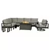 Paris 9-Piece Sectional Deep Seating Group With 61" x 31" Rectangle Fire Table - Paris 9-Piece Sectional Deep Seating Group With 61" x 31" Rectangle Fire Table