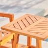 Vifah Olina Honey Fish Bone Eucalyptus Wooden Outdoor Side Table, Closeup View