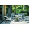 Alfresco Home Elle Belt Deep Seating 79" Sofa w/ Teak Arm Rests | Cushions Inclusive - Lifestyle - Alfresco Home Elle Belt Deep Seating 79" Sofa w/ Teak Arm Rests | Cushions Inclusive - Lifestyle