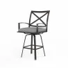 La Jolla Swivel Barstool in Canvas Granite w/ Self Welt - Front Side Angle - La Jolla Swivel Barstool in Canvas Granite w/ Self Welt - Front Side Angle