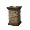 Crawford and Burke Misti Brown Stack Stone Outdoor Gas Fire Pit, Front Angle - Crawford and Burke Misti Brown Stack Stone Outdoor Gas Fire Pit, Front Angle