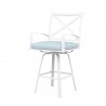 Bristol Swivel Counter Stool in Canvas Skyline w/ Self Welt - Front Side Angle
