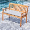 Vifah Kapalua Honey Nautical 3-Piece Wooden Outdoor Dining Set with 2 Benches, Seat Side Angle