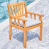 Vifah Kapalua Honey Nautical Outdoor Eucalyptus Wooden Dining Chair, Side Angle