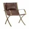 Sunpan Willis Lounge Chair - Brown Leather - Front Side Angle - Sunpan Willis Lounge Chair - Brown Leather - Front Side Angle