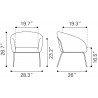 Zuo Modern Quinten Accent Chair Vintage - Seat Dimension