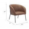 Zuo Modern Quinten Accent Chair Vintage in Brown - Seat Dimension