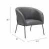 Zuo Modern Quinten Accent Chair Vintage in Gray- Seat Dimension - Zuo Modern Quinten Accent Chair Vintage in Gray- Seat Dimension
