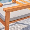 Vifah Waimea Honey Slatted Patio Eucalyptus Wood Dining Armchair with Cushion, Closeup View