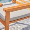 Vifah Waimea Honey Slatted Patio Eucalyptus Wood Dining Armchair with Cushion, Closeup View - Vifah Waimea Honey Slatted Patio Eucalyptus Wood Dining Armchair with Cushion, Closeup View