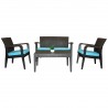 Alaska 4-Piece Seating Set with Cushions-Anthracite Teal