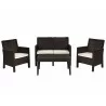 Rainbow Outdoor Nova 4-Piece Settee Set with Loveseat and Cushions-Brown - Rainbow Outdoor Nova 4-Piece Settee Set with Loveseat and Cushions-Brown