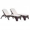 Rainbow Outdoor Roma Set of 2 Chaise Lounger Brown Cream Cushion
