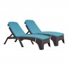 Rainbow Outdoor Roma Set of 2 Chaise Lounger Brown Teal Cushion