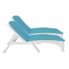 Rainbow Outdoor Roma Set of 2 Chaise Lounger White Teal Cushion