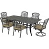4 dining chairs, 2 dining swivel rockers and 84" x 44" Dynasty series rectangle dining table