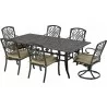 4 dining chairs, 2 dining swivel rockers and 84" x 44" Dynasty series rectangle dining table - 4 dining chairs, 2 dining swivel rockers and 84" x 44" Dynasty series rectangle dining table