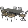 Bridgetown 7-Piece Dining Set - With 84" x 44" Rect. Dining Table Armless Dining Chairs & Swivel chair