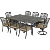 Bridgetown 9-Piece Dining Set  with 84" x 60" Monarch Dining Table and 6 Dining Chairs + 2 Swivel