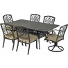 4 armless dining chairs, 2 dining swivel rockers and 1 72" x 42" Windsor series Rectangle dining table