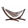 Double Cotton Hammock with Solid Pine Arc Stand - Retro - White BG