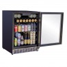 Summerset Grills 24 5.1c Outdoor Rated Fridge With Glass Door and Glass Shelves - Angled and Open
