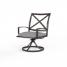 La Jolla Swivel Dining Chair in Canvas Granite w/ Self Welt - Front Side Angle