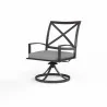 La Jolla Swivel Dining Chair in Canvas Granite w/ Self Welt - Front Side Angle - La Jolla Swivel Dining Chair in Canvas Granite w/ Self Welt - Front Side Angle