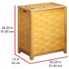 Natural Finished Rectangular Veneer Laundry Wood Hamper with Interior Bag - Dimensions