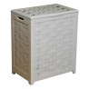 White Finished Wood Hamper - Lid Closed