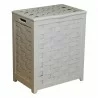 White Finished Wood Hamper - Lid Closed - White Finished Wood Hamper - Lid Closed