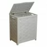 White Finished Wood Hamper - Half Open - White Finished Wood Hamper - Half Open