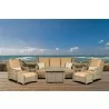 Rome Platinum 8-Piece Fire Deep Seating Group - Canvas Heather Beige - Rome Platinum 8-Piece Fire Deep Seating Group - Canvas Heather Beige