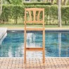 Vifah Kapalua Honey Nautical Eucalyptus Wooden Outdoor Bar Chair, Front Angle