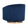 Sunpan Hazel Swivel Lounge Chair in Gold - Navy Blue Sky - Back Side Angle
