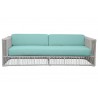 Miami Sofa in Dupione Celeste w/ Self Welt - Front Angle