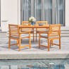 Vifah Waimea Honey 5-Piece Slatted Eucalyptus Wood Patio Dining Set with Cushion, Front View