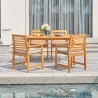 Vifah Waimea Honey 5-Piece Slatted Eucalyptus Wood Patio Dining Set with Cushion, Front View - Vifah Waimea Honey 5-Piece Slatted Eucalyptus Wood Patio Dining Set with Cushion, Front View
