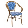 Hand Painted Aluminum Frame Arm Chair W/ PE Weave And Binding Back And Seat - Blue