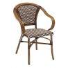 Hand Painted Aluminum Frame Arm Chair W/ PE Weave And Binding Back And Seat - Chocolate