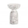 Sunpan Goya End Table Marble Look in White - Front Angle