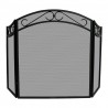 Mr. Bar-B-Q UniFlame® 3 Fold Black Wrought Iron Arch Top Screen with Decorative Scrolls