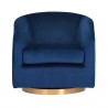 Sunpan Hazel Swivel Lounge Chair in Gold - Navy Blue Sky - Front Angle