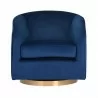 Sunpan Hazel Swivel Lounge Chair in Gold - Navy Blue Sky - Front Angle - Sunpan Hazel Swivel Lounge Chair in Gold - Navy Blue Sky - Front Angle