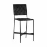 Sunpan Omari Counter Stool Black Leather - Front Side Angle - Sunpan Omari Counter Stool Black Leather - Front Side Angle