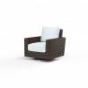 Montecito Swivel Rocker Club Chair in Canvas Skyline w/ Self Welt - Front Side Angle